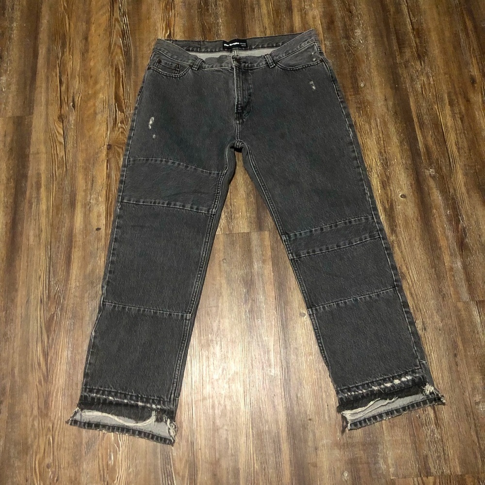 The Kooples Nelly Jeans Women's 28 Black Step Fray Cropped Straight Denim